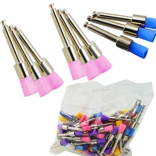 100pcs Dental Mixed Color Nylon latch flat Polishing Polisher Prophy Brushes