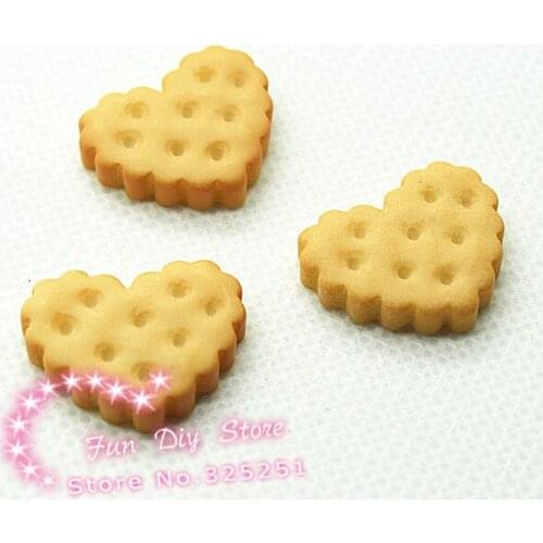 16*20mm 50pcs resin kawaii cute heart biscuit flat back cabochon for ornament