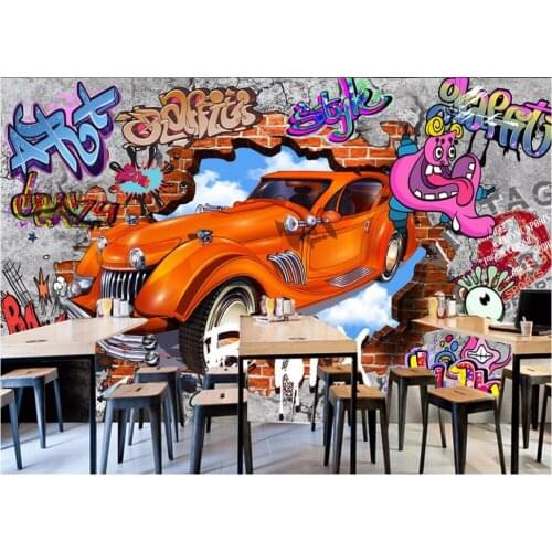 Custom mural 3d photo wallpaper Graffiti 3d brick wall car bar Background decor painting 3d wall murals wallpaper for walls 3 d