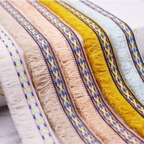 45yards Polyester Fringe Trim African Jacquard Tassel Ribbon Lace Accessories Sew Latin Dress Curtain DIY Accessory Passamaneria