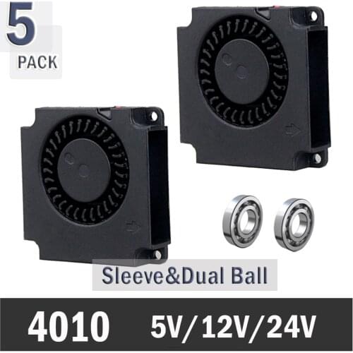 5 pcs/lot Gdstime DC 5V 12V 24V 40x10mm 40mm Black Brushless Cooling Blower Fan 2 Pin 4010 for 3D Printer Fan