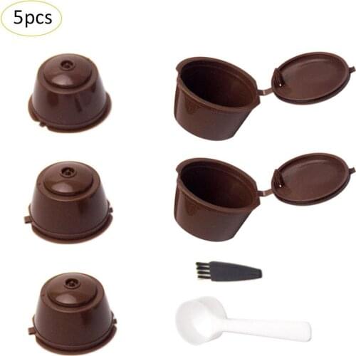 5 pcs Reusable Dolce Gusto Coffee Capsule Filter Cup Refillable Caps Spoon Brush Filter Baskets Pod Soft Taste Sweet