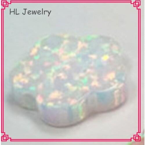 50PCS/Lot OP17 White Lab Created Syntheitc Fire Opal Flower 10MM Flower October Birthstone