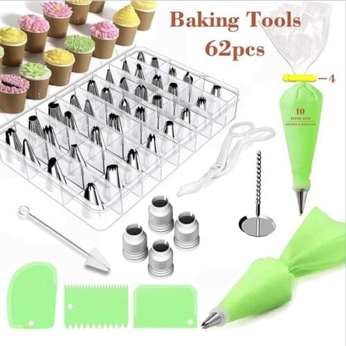 62pcs/set Russian Piping Icing Nozzles Tips Scraper Flower Scissors Cake Decorating Tool Fondant Pastry Bag Baking Confectionery