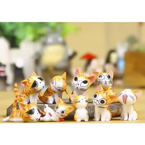9pcs/lot Christmas Birthday Gifts Japan Anime Figure Cheese Cat Doll toy figures