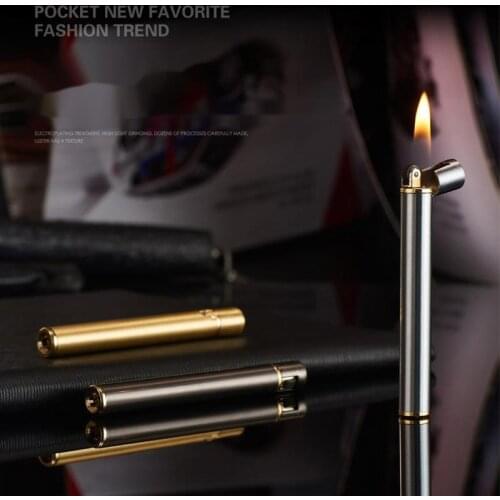 Cylinder Cigarette Accessories Butane Gas Flint Fire Starter Lighter Stainless Steel