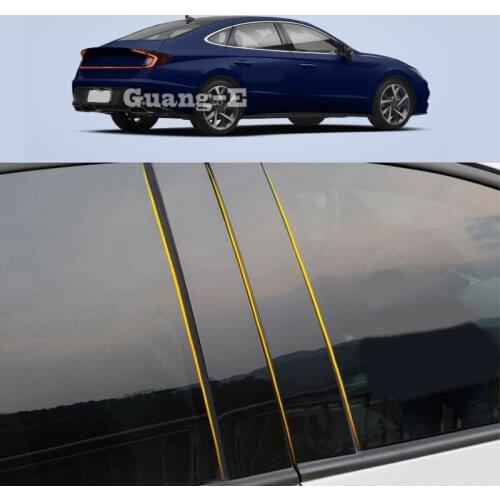 Car PC Material Pillar Post Cover Door Trim Window Piano Black Molding Sticker Plate For Hyundai Sonata 10Th DN8 2020-2021 2022