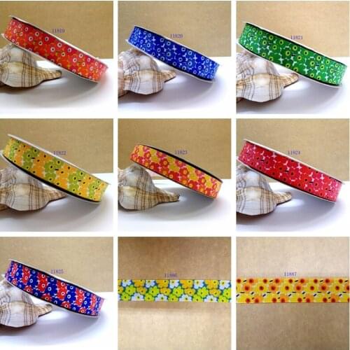 Free shipping 50 yard flower printed grosgrain ribbon 11822