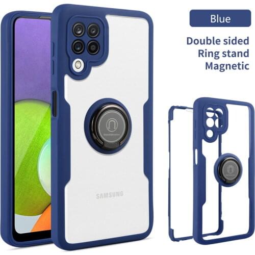 2 in 1 Transparent ring phone case for Samsung A22 A82 A52 A72 A32 A12 A02S Galaxy S21 FE Holder Stand Rotating bracket Cover