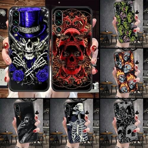 Skeleton Hand Skull Rose Phone Case For Huawei P Mate P10 P20 P30 P40 10 20 Smart Z Pro Lite black pretty shell trend cover