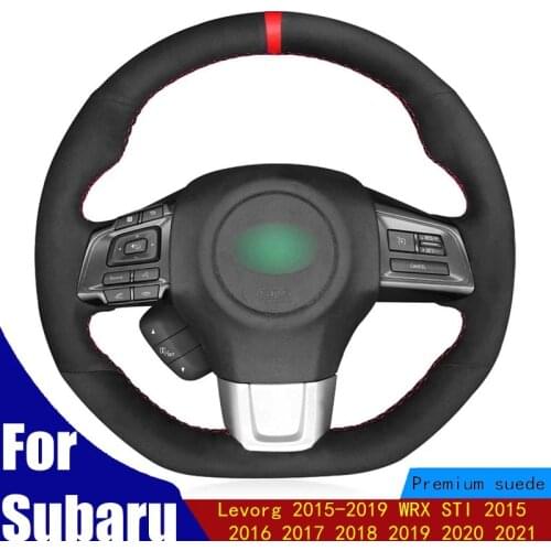 DIY Car Steering Wheel Cover Black Suede Red Marker For Subaru Levorg 2015-2019 WRX STI 2015 2016 2017 2018 2019 2020 2021
