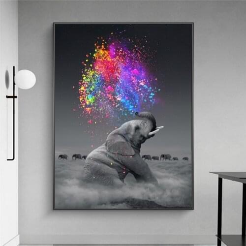 Fantasy Elephant Canvas Posters and Print Colorful Animals Paintings on The Wall Decorative Pictures for Home Living Room Decor