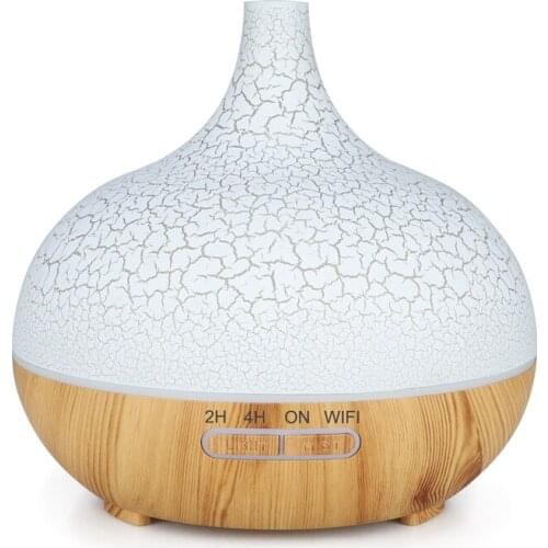 Hot TOD-Smart WiFi Essential Oil Diffuser Air Humidifier Works with Alexa Google Home EU Plug Light Wood