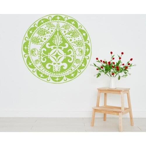 Indian Yoga Studio Mandala Flower Wall Stickers Vinyl Geometric Art Mural Livingroom Motivation Pattern Interior DIY DecorSYY907