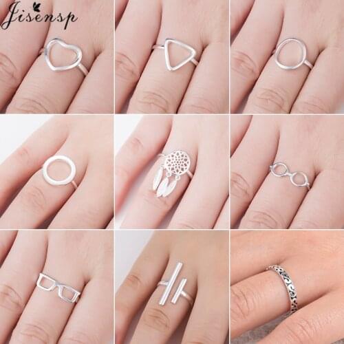 Jisensp Bijoux Fashion Ring Punk Circle Triangle Heart Knuckle Rings for Women Wedding Jewelry Adjustable Finger Ringen