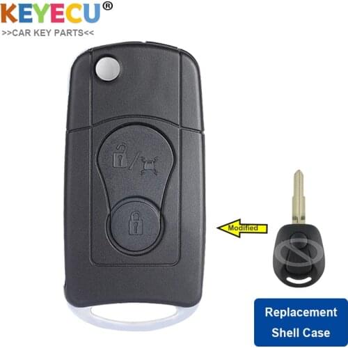 KEYECU New Replacement Modified Folding Flip Remote Car Key Shell Case Fob 2 Button for SsangYong Actyon, SUV, Rexton