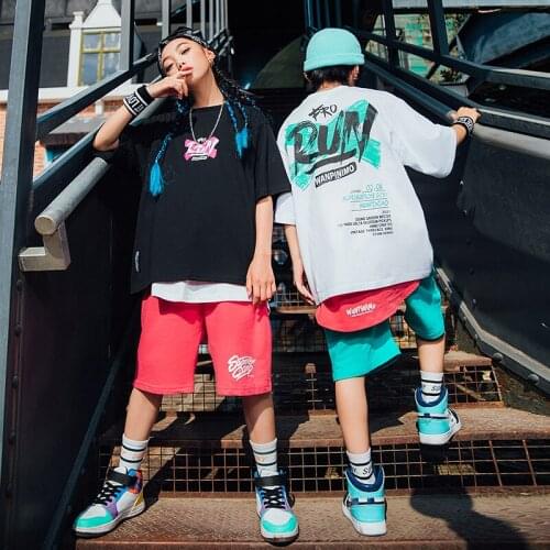 ChildrenS Day Hip Hop Dance Costumes For Kids Loose Short Sleevd Shorts Hiphop Outfits Jazz Modern Dance Rave Clothes DQS6966