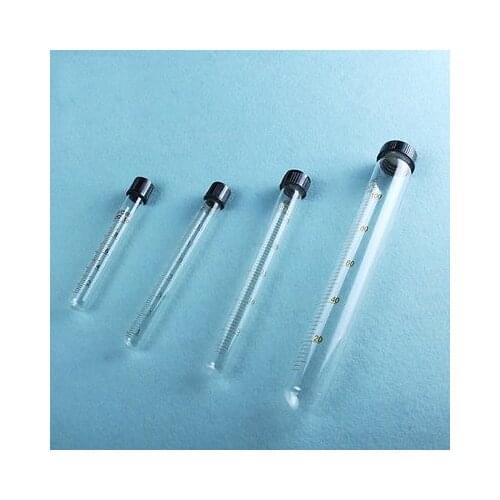 Scale Line 100ml Glass Test Tube Round bottom with screw cap for Chemistry Laboratory