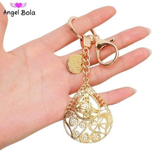 Metal Turks Coins Key Ring Jewelry Wholesale Arab Allah Keychain and Muslim Islam Key Chain for Women,Gold Color Never Faded