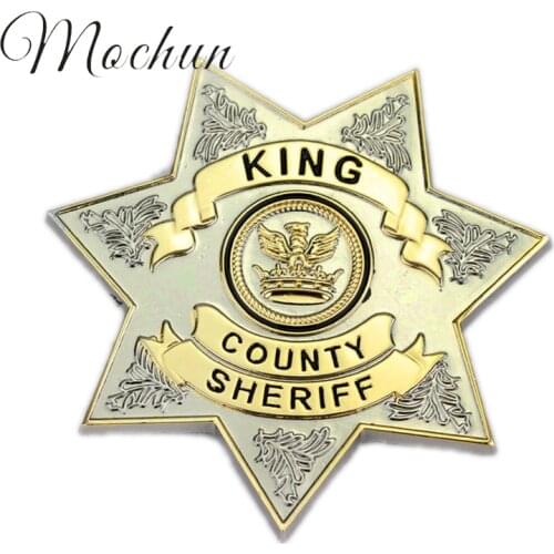 MQCHUN The Walking Dead Uniform Star King County Sheriff Badge Cosplay Pin Brooch High Quality Alloy Movie Jewelry For Men Women