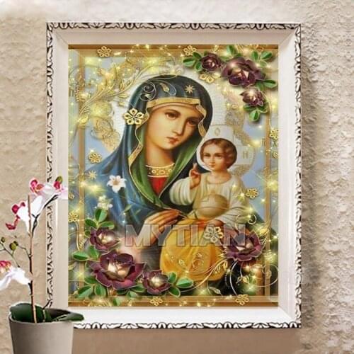 New"virgin and child"embroidery pattern resin full drill 5D diy diamond painting flower 3d cross stitch kits mosaic wall sticker