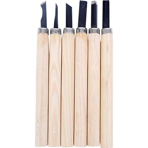 6 piece set of woodworking carving knife, hand-carving tool with wooden handle, carving knife, carving tool set