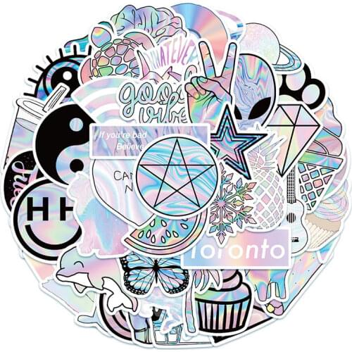 10/30/50pcs/pack Mixed Glossy Hologram laser Ins Stickers For Motorcycle Notebook Computer Car DIY Childrens Toys Refrigerator