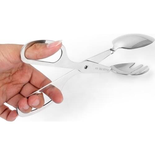 Stainless Steel Salad Tongs Egg Clip Kitchen Tool Serving Spoon Fork
