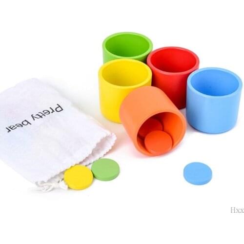 New Montessori Wooden Color Classification Matching Cup Kids Early Educational Toys