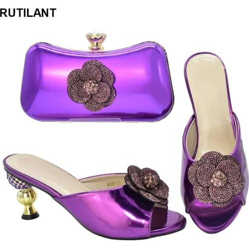 New Fashion Italian Designer Shoes and Bags Matching Set Ladies Square Toe High Heel Elegant Sandals Female Wedding Party Pumps