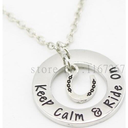 2015 new arrive"Keep Calm & Ride On"Necklace Hand stamped horse lover jewelry equestrian Horse Riding Gift necklace