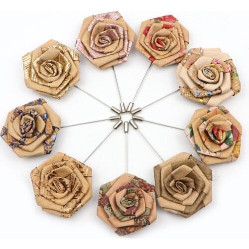 New Cork Wood Fashion Brooches Novelty Handmade Lapel Pins For Groom Wedding Party Mens Suit Accessories Retro Wooden Gift