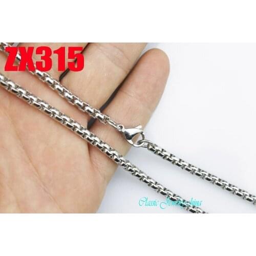 16"-38" 4mm round box chain stainless steel necklace fashion Sweater chain 20pcs ZX315