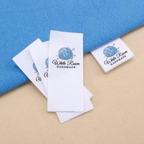 Custom Clothing Labels, Personalized Brand, Cotton Ribbon Labels, Logo or Text , Crochet yarn (MD0435)