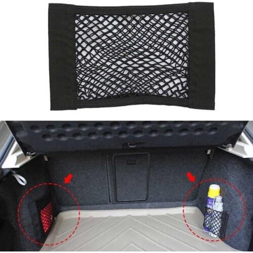Magic Tape Car Trunk Seat Back Mesh Elastic Pocket Storage Bag