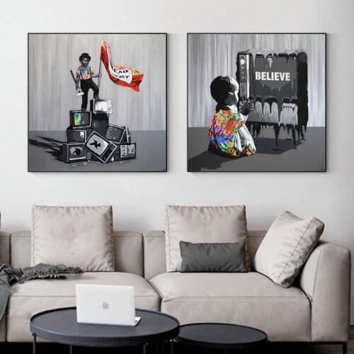 Modern Graffiti Art Chasing Dreams Canvas Painting Wall Art Posters Prints Wall Pictures for Living Room Home Wall Cuadros Decor