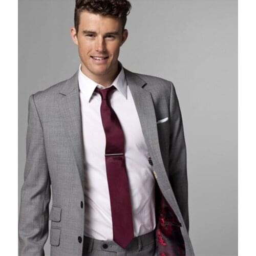 Wedding Suits For Men Suit Custom Made Mens Suits With Pants, Bespoke Grey Custom Mens Suit Ticket Pocket Men Suits For Wedding