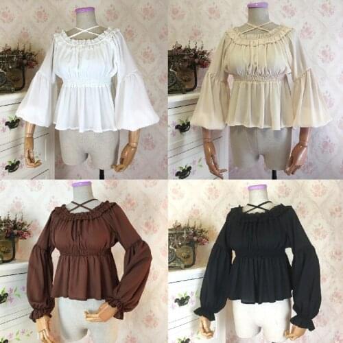 Lolita Top Blouse Chiffon Clothing Long-sleeved Shirt Underdress Blouse Cosplay Princess Blouses Costume Layer Lolita Shirt