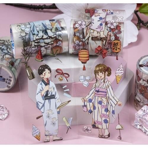 Vintage Japanese Daily Clothes PET Washi Tapes Bullet Journal Masking Tape Adhesive Tape DIY Scrapbooking Washi Stickers