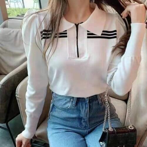 Knitted half cardigan top womens 2021 autumn Korean womens Lapel slim short sweater sweater women