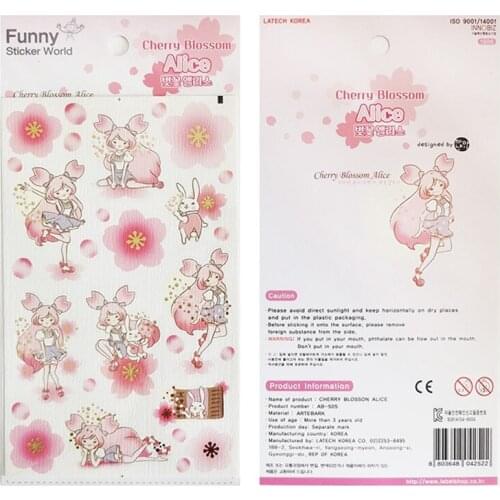 Korea Funny Scrapbooking Cherry Blossom Girl High Quality Paper Sticker Stationery DIY Craft Decoration Home Supplies