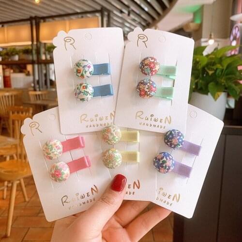 Korean Style Cute Mini Floral Print Girl Hair Clip Fabric Baby Headdress Edge Clip Hairpin for Children Fashion Hair Accessories