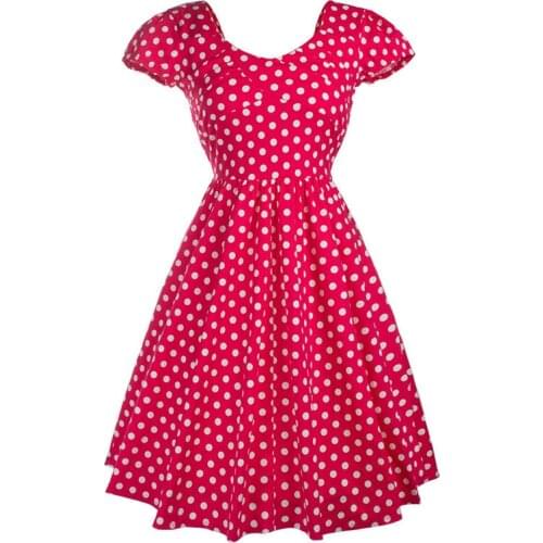 Womens Summer Style Floral Print Retro Vintage 50s Polka Dot Casual Party Robe Rockabilly Dresses plus size Vestidos Femininos