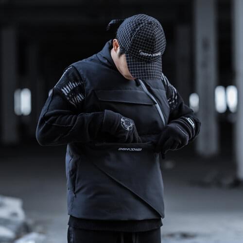 Men Clothing Tactical Diagonal Zipper Vest Water Repellent Filler Techwear Darkwear Ninjawear Streetwear