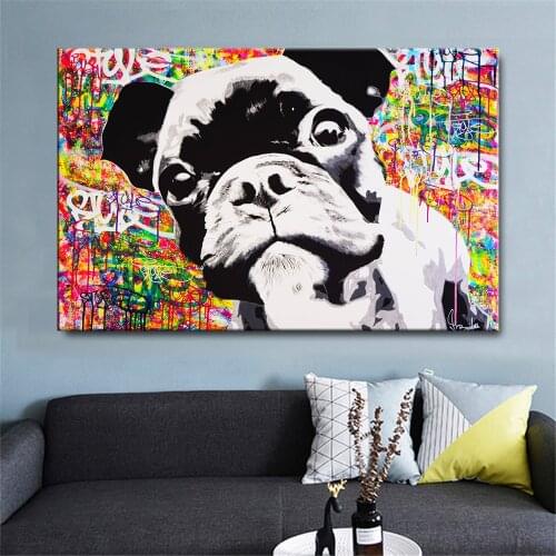 Animals Graffiti Art Dog Canvas Prints Paintings Street Art Wall Pictures for Kids Room Posters and Prints Home Wall Decor