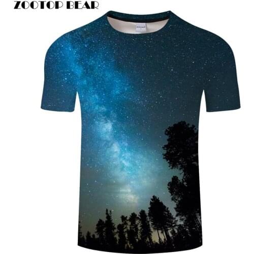 Starry sky 3D T shirts Men Women T-shirts Funny Tops Short Sleeve Tees Summer Camisetas Hombre Brand Cloth O-neck ZOOTOP BEAR