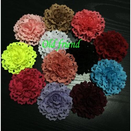 100pcs/lot, 15colors, Fashion Thick Fabric Eyelet Flowers For Headbands Dress Clothing,Hair Accesorries