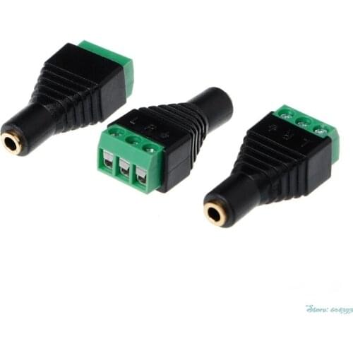 3Pcs/Set Video AV Balun 3.5mm Stereo Female to AV 3 Screw Terminal Connector Block Plug