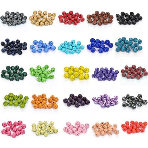 50pcs 10mm Crystal Bead Clay Micro Pave 5Row Rhinestone Ball Beads For DIY Bracelet Neacklace Jewelry Making