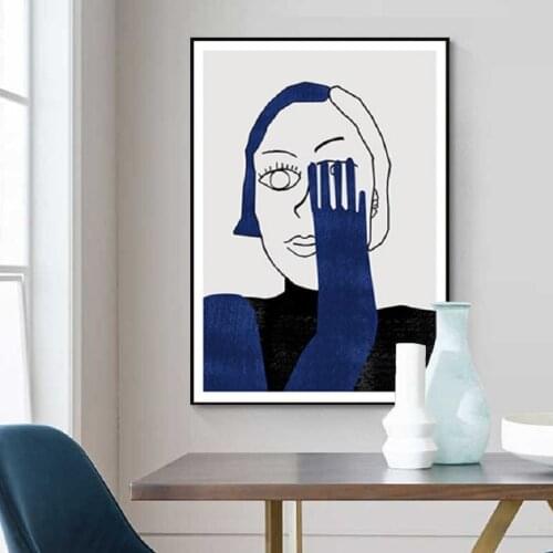Abstract Figure Portrait Geometric Wall Art Canvas Painting Posters and Prints Pictures for Living Room House Interior Decor